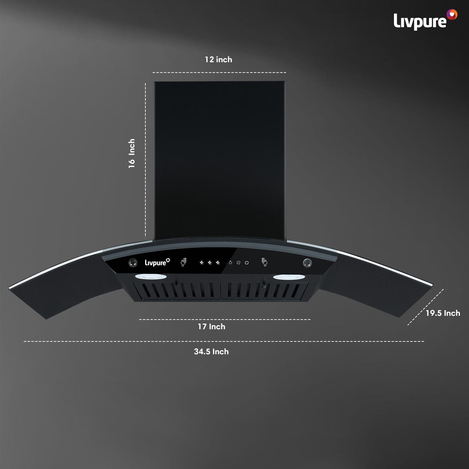 Livpure  Elega-90 Auto Clean Wall Mounted Chimney  (Black 1300 CMH)