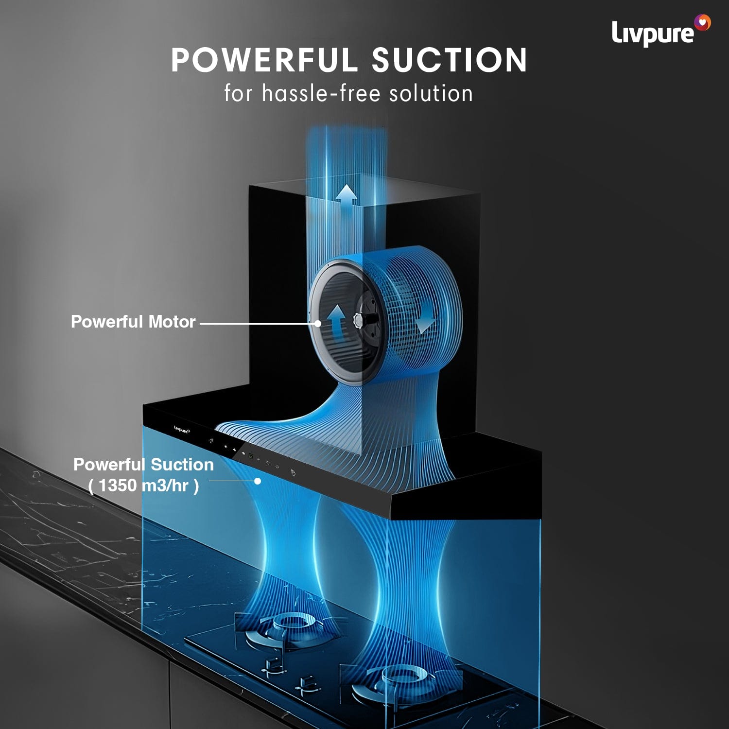 Livpure  Evora-60 Auto Clean Wall Mounted Chimney  (Black 1350 CMH)