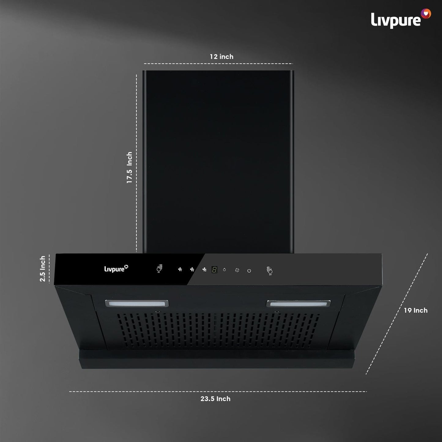 Livpure  Evora-60 Auto Clean Wall Mounted Chimney  (Black 1350 CMH)