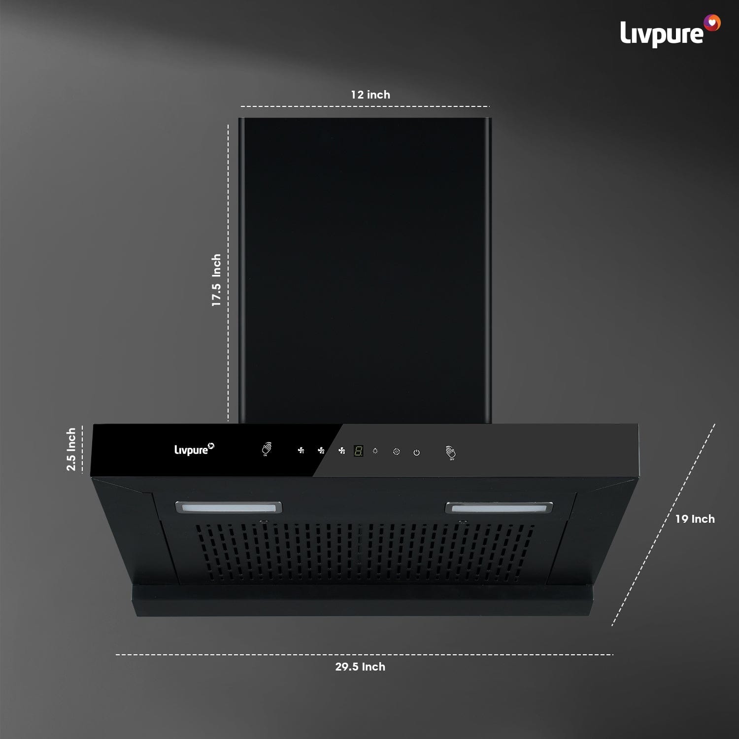 Livpure  Evora-75 Auto Clean Wall Mounted Chimney  (Black 1350 CMH)