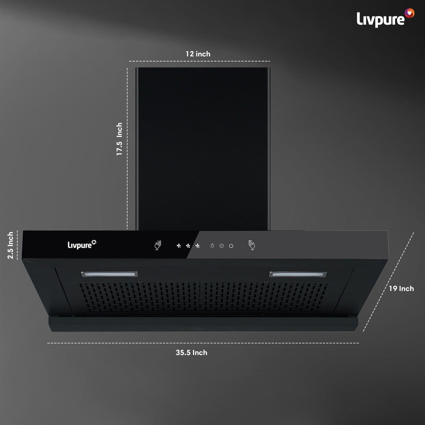 Livpure  Evora-90 Auto Clean Wall Mounted Chimney  (Black 1350 CMH)