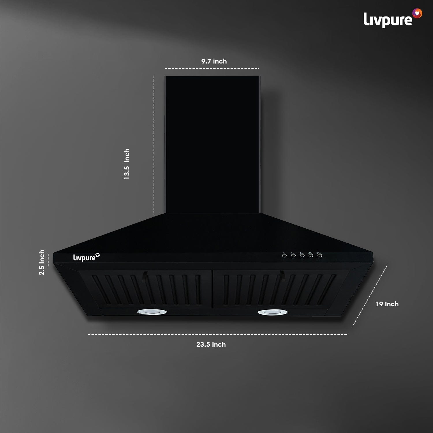 Livpure  Livpure Airis-60 Wall Mounted Chimney  (Black 1000 CMH)