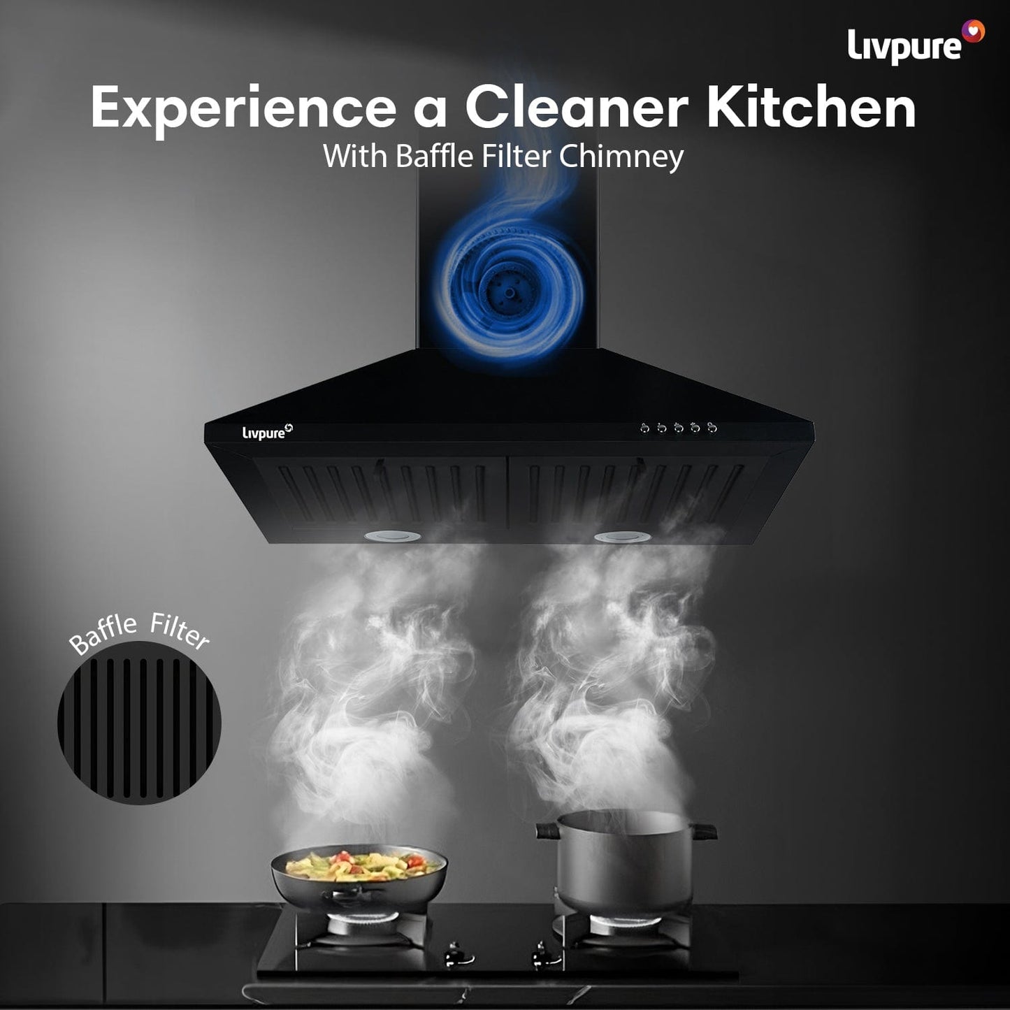 Livpure  Livpure Airis-60 Wall Mounted Chimney  (Black 1000 CMH)