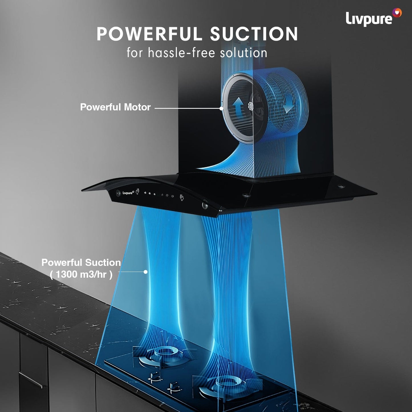 Livpure  Livpure Elega-60 Auto Clean Wall Mounted Chimney  (Black 1300 CMH)