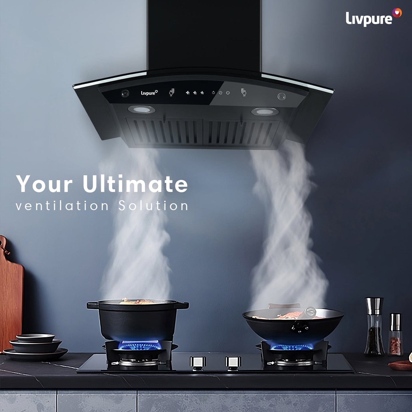 Livpure  Livpure Elega-60 Auto Clean Wall Mounted Chimney  (Black 1300 CMH)