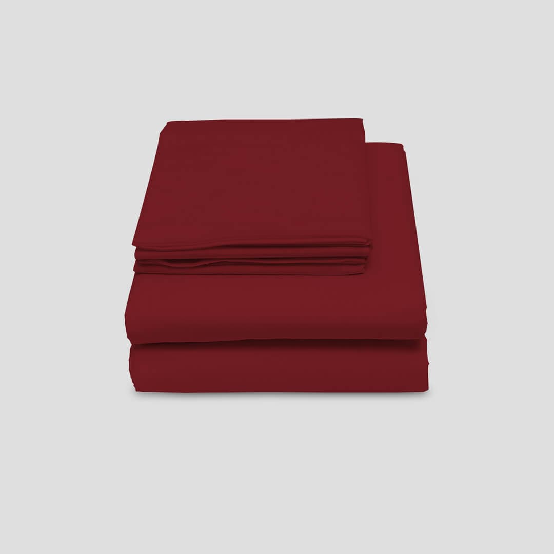 Livpure Sleep Bed & Linen Queen / Maroon Premium Cotton Bedsheet Set